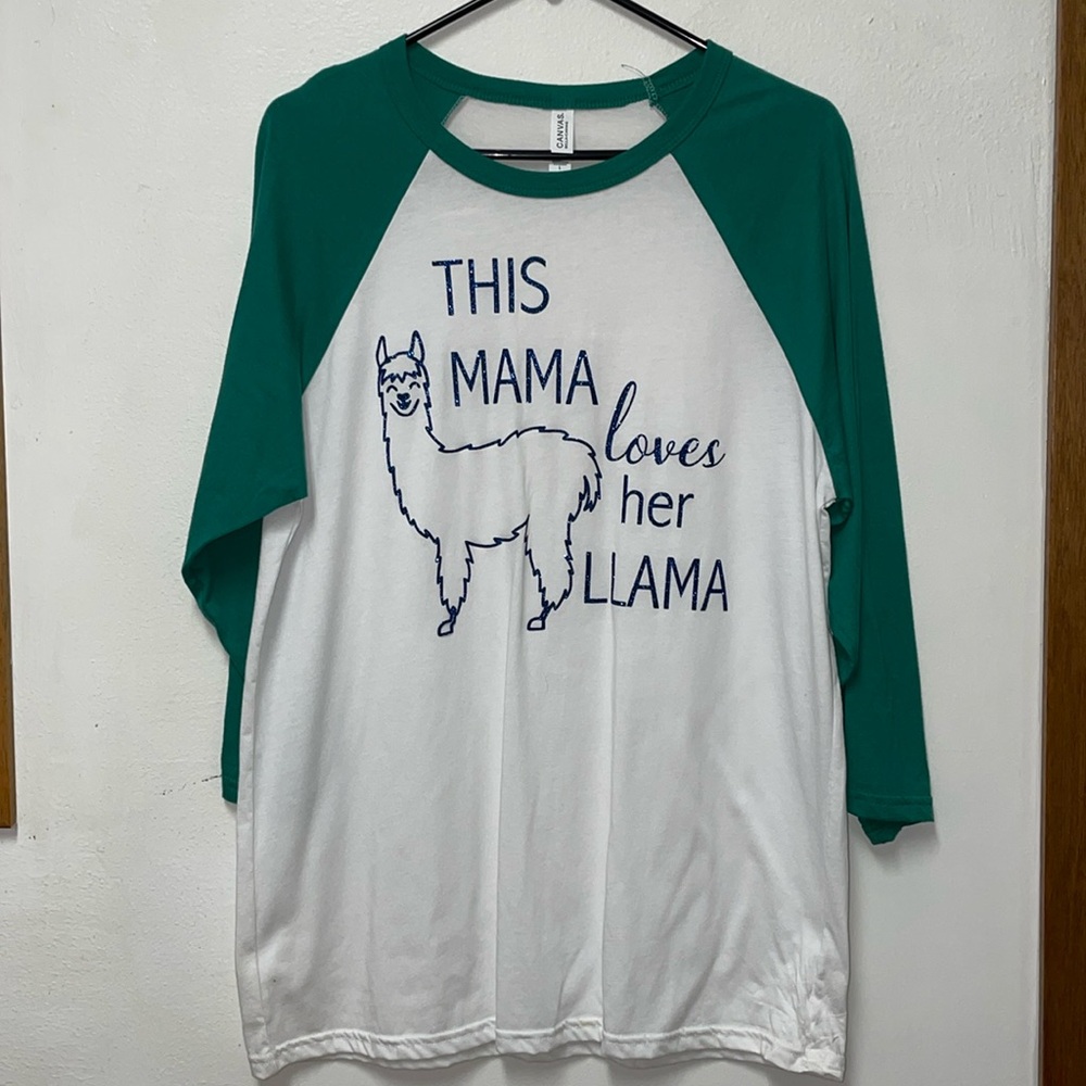 Bella Canvas | 3/4 Sleeve Baseball Tee | This Mama Loves Her Llama | L